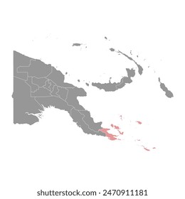 Landkarte der Provinz Milne Bay, Verwaltungsbezirk von Papua-Neu-Guinea. Vektorillustration.