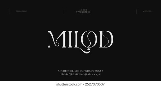Milod Minimal luxury font alphabet logo. Typography beauty fashion elegant minimalist serif italic fonts decorative wedding vintage retro logos. vector illustration