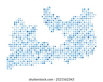 Mapa de puntos de Milos. Forma de estilo digital de isla. Imagen del Vector Milos. Puntos circulares azules en forma de isla. Elegante Ilustración vectorial.