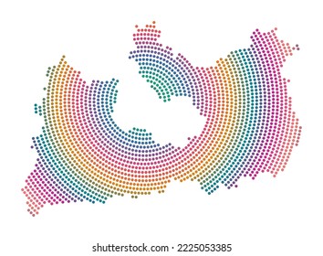 Mapa de puntos de Milos. Forma de estilo digital de Milos. Icono tecnológico de la isla con puntos degradados. Ilustración vectorial con estilo.