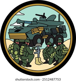 Logotipo militar, Logotipo do exército com modelo de vetor de armas