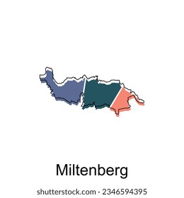 Mapa de la ciudad de Miltenberg. mapa vectorial de la plantilla de diseño del país alemán con un estilo de color gráfico de contorno sobre fondo blanco