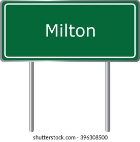 Milton , Delaware , Road Sign Green Vector Illustration, Road Table, USA City