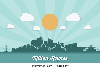 Milton Keynes skyline - England, United Kingdom, UK, Great Britain - vector illustration