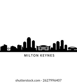 Milton Keynes UK Skyline Silhouette Black.