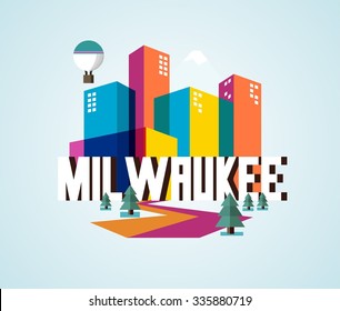 Milwaukee city logo in colorful vector