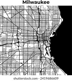 Milwaukee City Map, Cartography Map, Street Layout Map