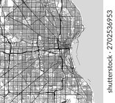 Milwaukee City Map a structured urban grid emerges from subtle linework in this clean and minimal monochrome aesthetic emphasizing the blueprint character of the, emphasizing refined linework.