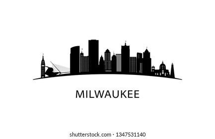 Milwaukee City Skyline Black Cityscape Isolated Stock Vector (Royalty ...