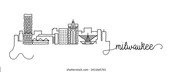 Milwaukee City Skyline Doodle Sign Stock Vector (Royalty Free ...