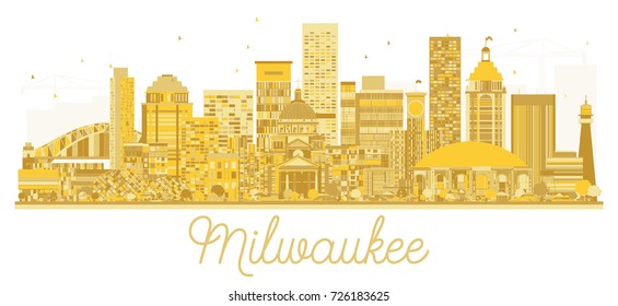 Milwaukee City skyline golden silhouette. Vector illustration. Cityscape with landmarks.