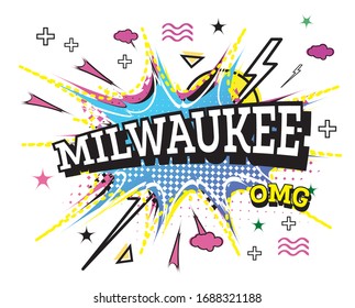 Milwaukee Comic Text in Pop Art Style Isolated on White Background. Vector Illustration.