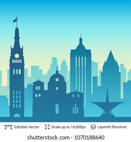Milwaukee famous city scape. Flat well known silhouettes. Vector illustration easy to edit for flyers, posters or book covers.