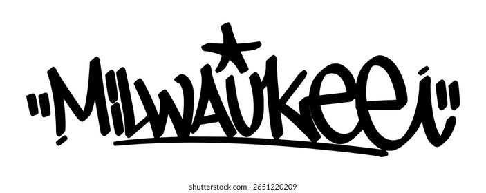 Milwaukee graffiti tag in bold black lettering on transparent background. Industrial edge and bold style great for creative urban visuals and gritty energy