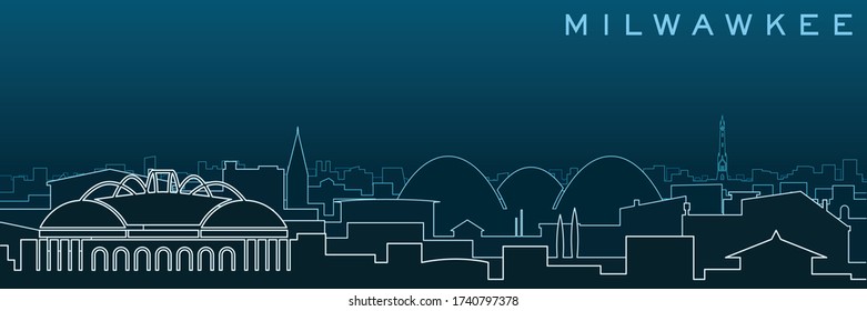 Milwaukee Multiple Lines Skyline and Landmarks