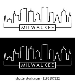 Milwaukee skyline. Linear style. Editable vector file.