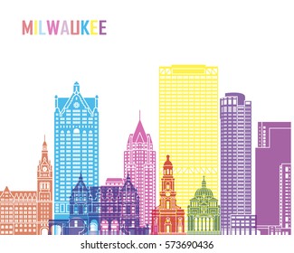 Milwaukee skyline pop in editable vector file