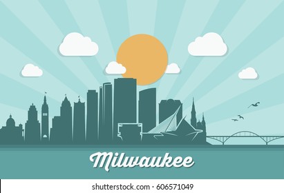Milwaukee skyline - Wisconsin - vector illustration