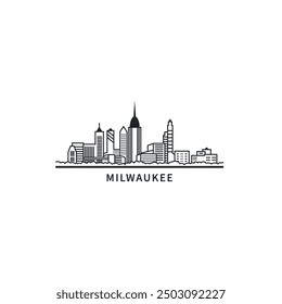 Milwaukee USA city skyline, horizon logo. Panorama, US Wisconsin state icon, abstract landmarks, skyscraper, buildings. United States of America isolated graphic, vector clipart