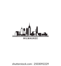 Milwaukee USA city skyline, horizon logo. Panorama, US Wisconsin state icon, abstract landmarks, skyscraper, buildings. United States of America isolated graphic, vector clipart