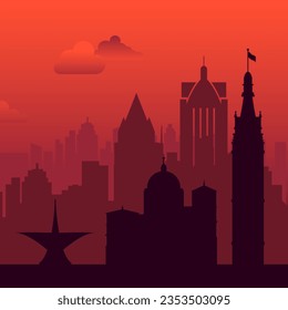 Milwaukee, USA city sunset view background.