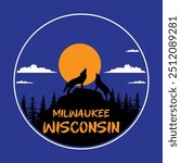 milwaukee wisconsin night time typography graphic print , Abstract fashion drawing and creative design for t-shirts, mugs, graphic tee, sweatshirt, cases, etc. Illustration in modern style for clothes