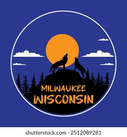 milwaukee wisconsin night time typography graphic print , Abstract fashion drawing and creative design for t-shirts, mugs, graphic tee, sweatshirt, cases, etc. Illustration in modern style for clothes