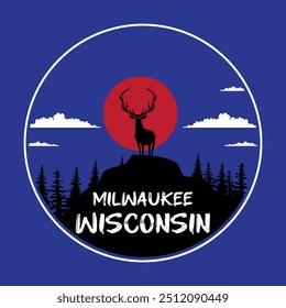 milwaukee wisconsin night time typography graphic print , Abstract fashion drawing and creative design for t-shirts, mugs, graphic tee, sweatshirt, cases, etc. Illustration in modern style for clothes