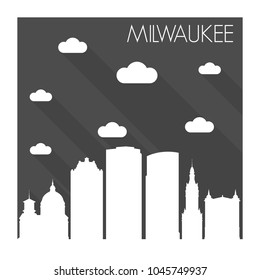 Milwaukee Wisconsin Skyline City Flat Silhouette Design Background