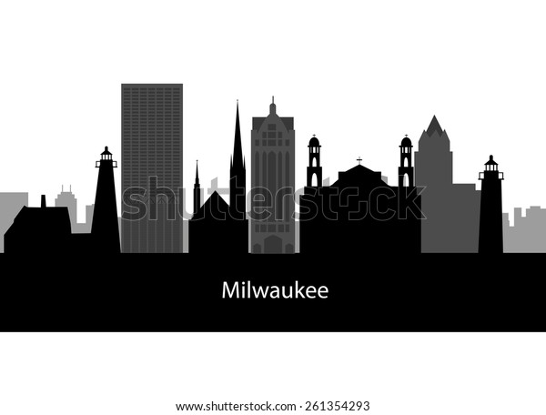 Milwaukee Wisconsin Skyline Detailed Vector Silhouette Stock Vector ...