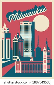 Milwaukee Wisconsin skyline vector illustration