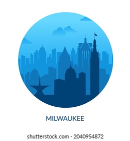 Milwaukee, Wisconsin, USA. Famous city scape view background. 