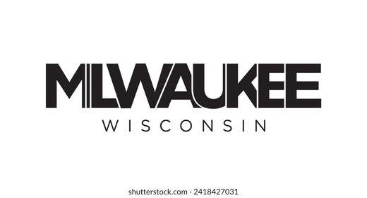 Milwaukee, Wisconsin, USA typography slogan design. America logo with graphic city lettering for print and web products.