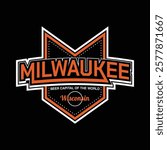 Milwaukee Wisconsin,Vintage typography design in vector illustration.Clothing,t shirt,apparel and other uses.Abstract design with the grunge and denim style. Vector print, typography, poster.