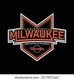 Milwaukee Wisconsin,Vintage typography design in vector illustration.Clothing,t shirt,apparel and other uses.Abstract design with the grunge and denim style. Vector print, typography, poster.