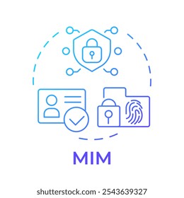 Ícone de conceito de gradiente azul do MIM. Gerenciamento de identidade móvel. Controle de acesso, privacidade. Ilustração de linha de forma redonda. Ideia abstrata. Design gráfico. Fácil de usar em infográfico, apresentação