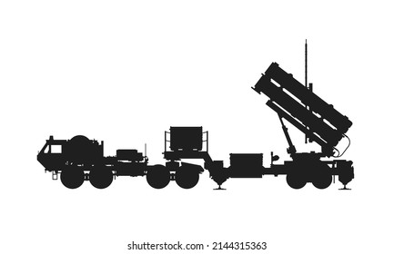 mim-104 patriot anti-aircraft missile system. rocket weapon and army symbol. isolated vector image for military infographics and web design