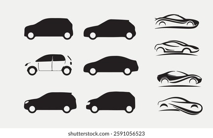 Mimal Cars Line Icon Set. Auto, Car, Mini Van,