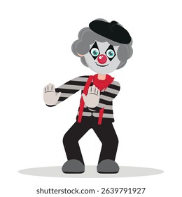 mime artist, vector illustration of a mime artist. white background.