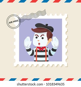 Mime boy postage stamp on air mail envelope