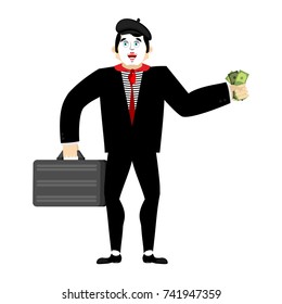 Mime businessman. pantomime boss. mimic buyer and money. Vector illustration
