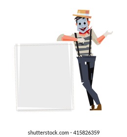 Mime character design with blank object to put your text. presentation - vector illustration