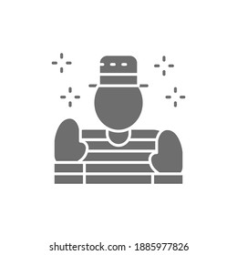Mime, clown, actor grey icon. Isolated on white background