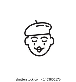 Mime Face Vector Line Icon