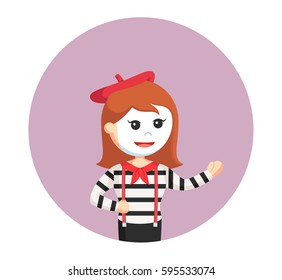 Mime Girl Illustration In Circle Background