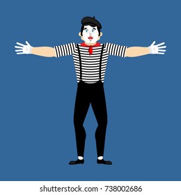Mime happy. pantomime merry. mimic cheerful. Vector illustration
