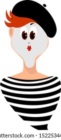 Mime, illustration, vector on white background.