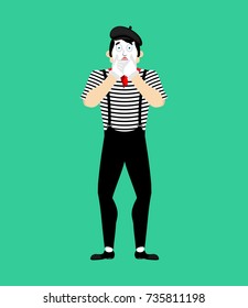 Mime OMG. fear pantomime. dread mimic. Vector illustration
