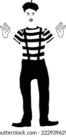 Mime performing isolated minimalism logo drawing symbols art