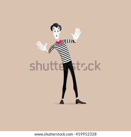 A Mime performing a pantomime behind an invisible wall